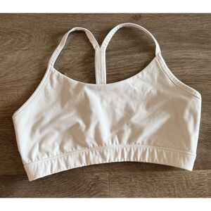 White Pickletini Medium Racerback Sports Bra Cropped Y-Back Activewear